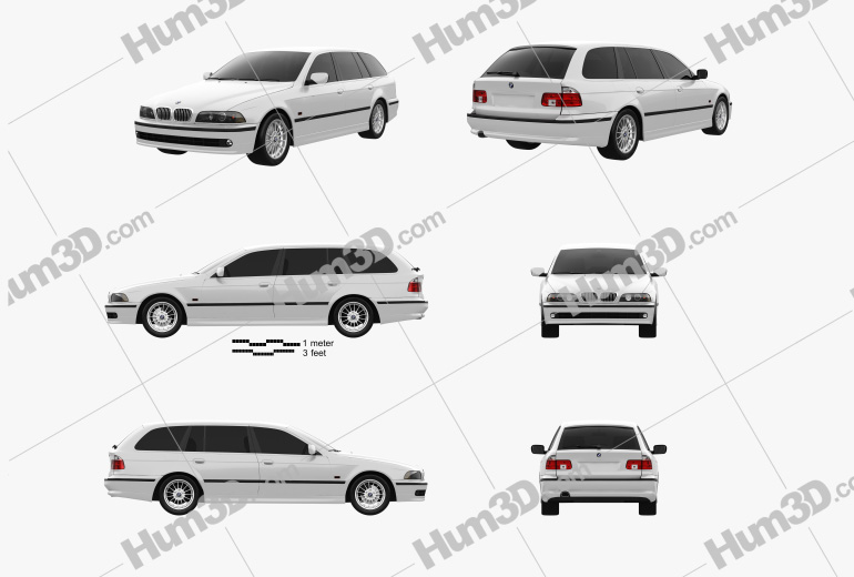 BMW E39 TOURING 5 Series Colour Vector File Download .PDF, .svg, .png 
