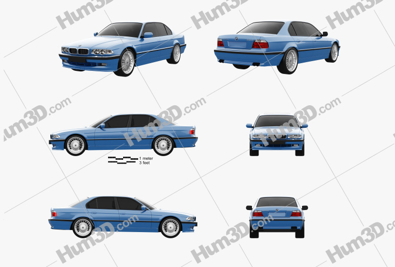 BMW 7 Series B12 Alpina 2001 Blueprint Template