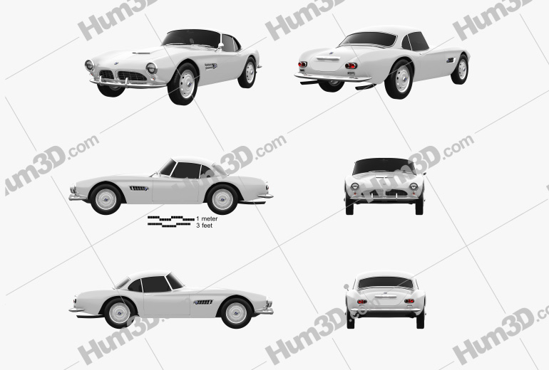BMW 507 coupe 1959 Blueprint Template