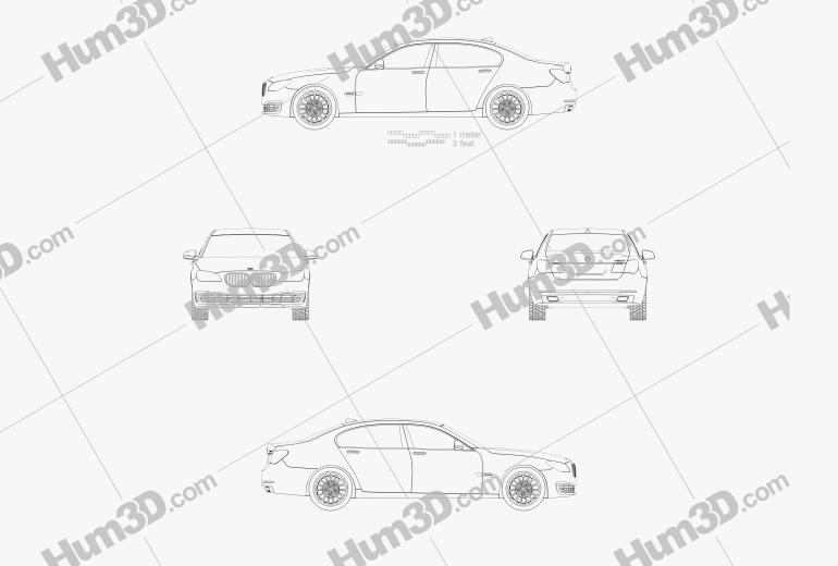 BMW 7 Series (F02) 2013 設計図