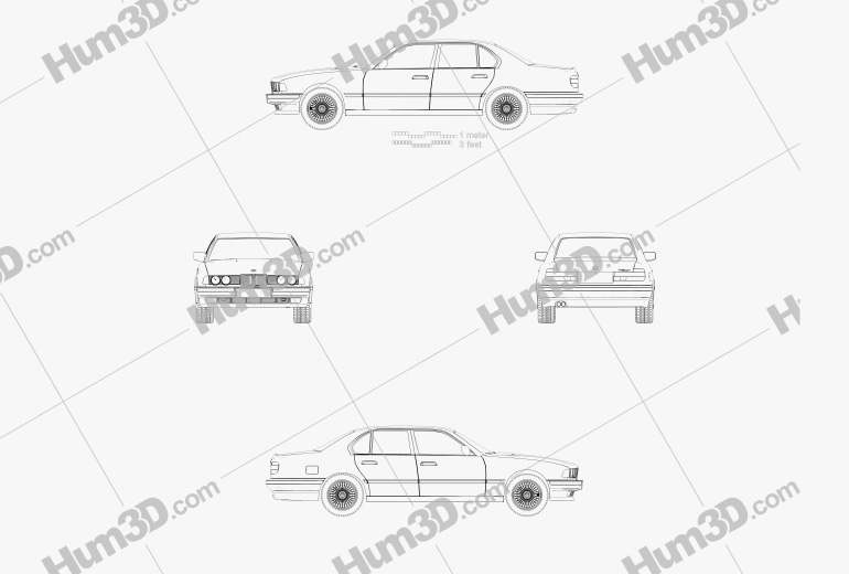 BMW 7 Series (E32) 1994 Blueprint