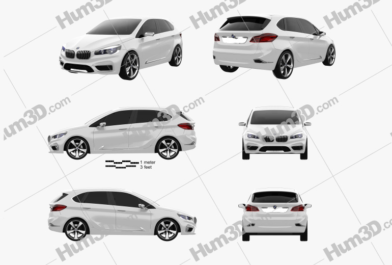 BMW Active Tourer Concept 2014 Blueprint Template