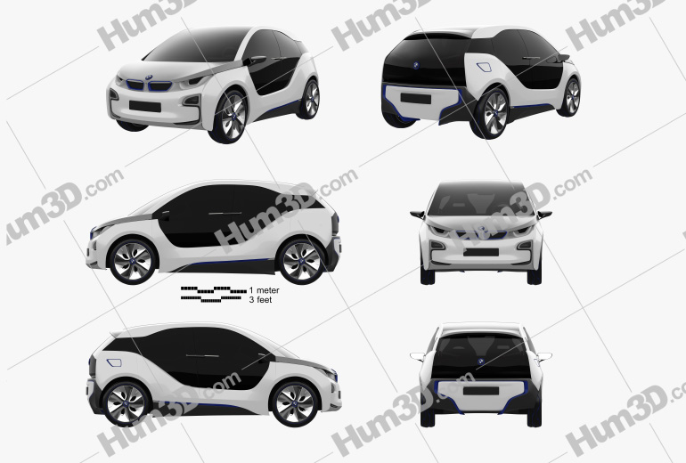 BMW i3 Concept 2014 Blueprint Template
