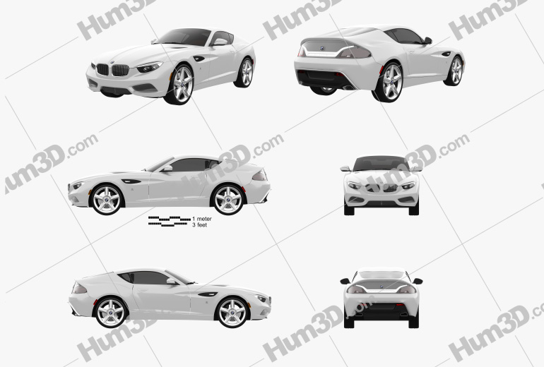 BMW Zagato Coupe 2014 Blueprint Template