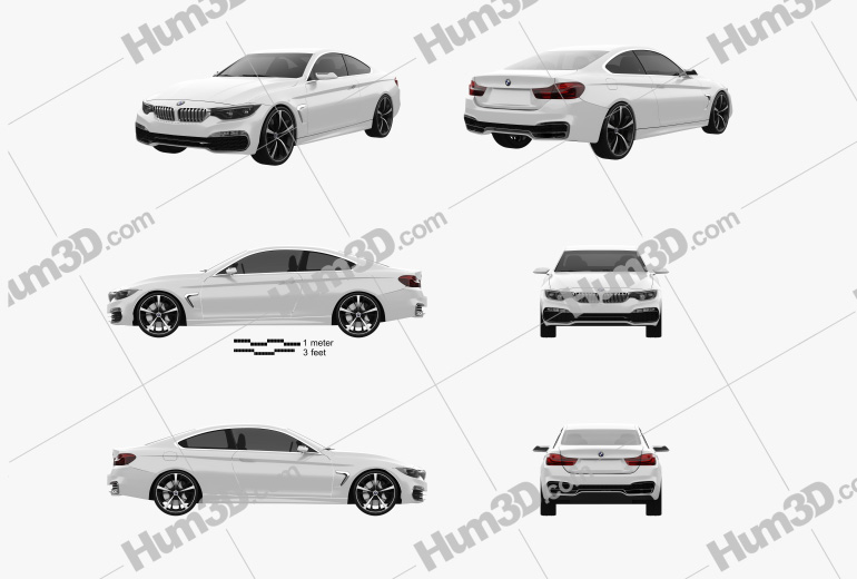 BMW 4 Series coupe Concept 2016 Blueprint Template