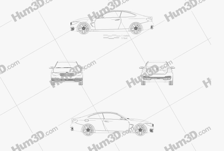 BMW 4 Series クーペ 概念 2016 ブループリント
