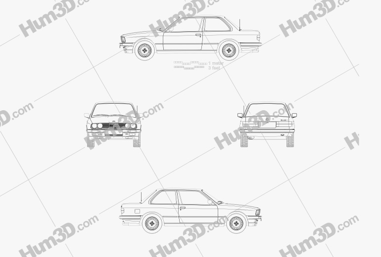 BMW 3 Series coupe (E30) 1991 Blueprint