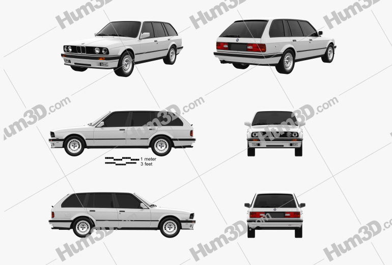 BMW 3 Series touring (E30) 1991 Blueprint Template