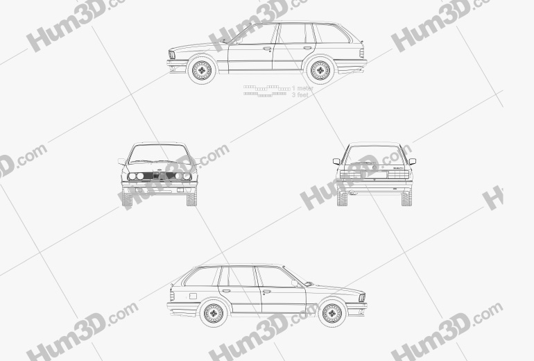 BMW 3 Series touring (E30) 1991 Blueprint