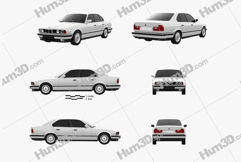 BMW 5 Series sedan (E34) 1996 Blueprint Template