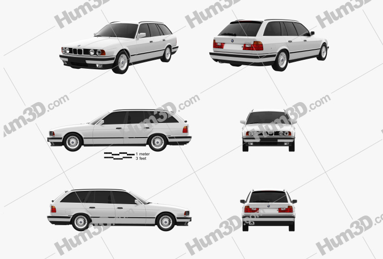 BMW 5 Series touring (E34) 1996 Blueprint Template