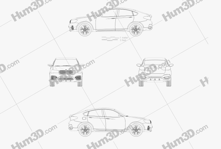 BMW X4 2014 컨셉트 카 테크니컬 드로잉