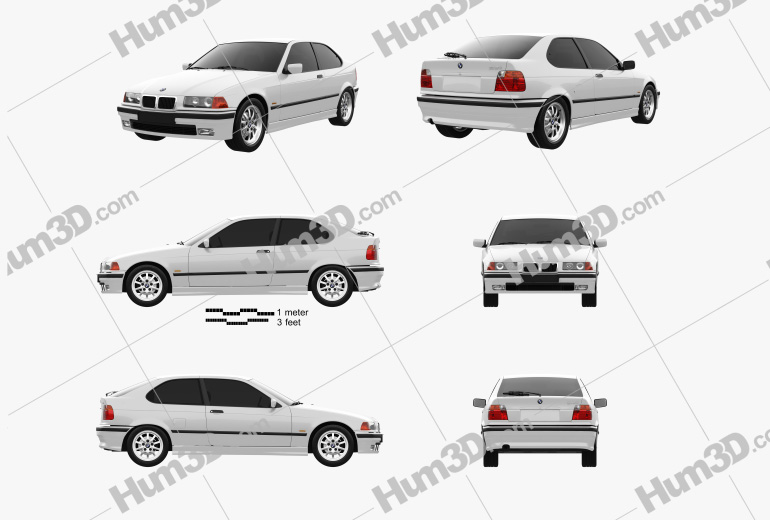 BMW 3 Series (E36) compact 2000 Blueprint Template