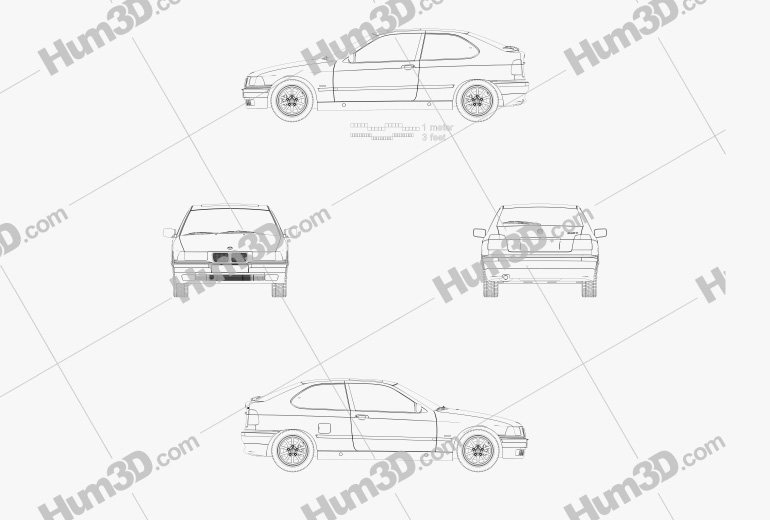 BMW 3 Series (E36) compact 2000 Blueprint
