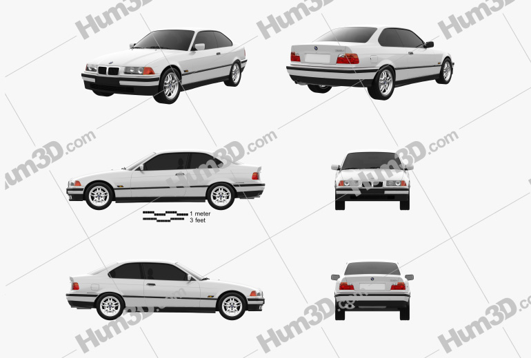 BMW 3 Series (E36) coupe 2000 Blueprint Template