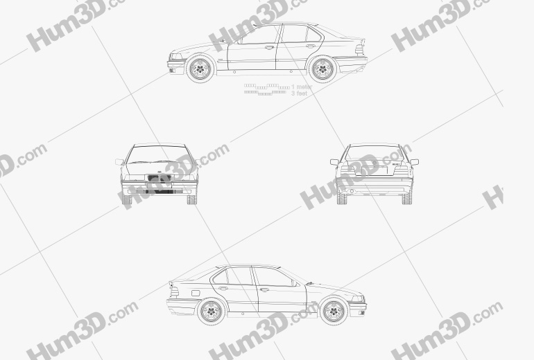BMW 3 Series (E36) sedan 2000 Blueprint