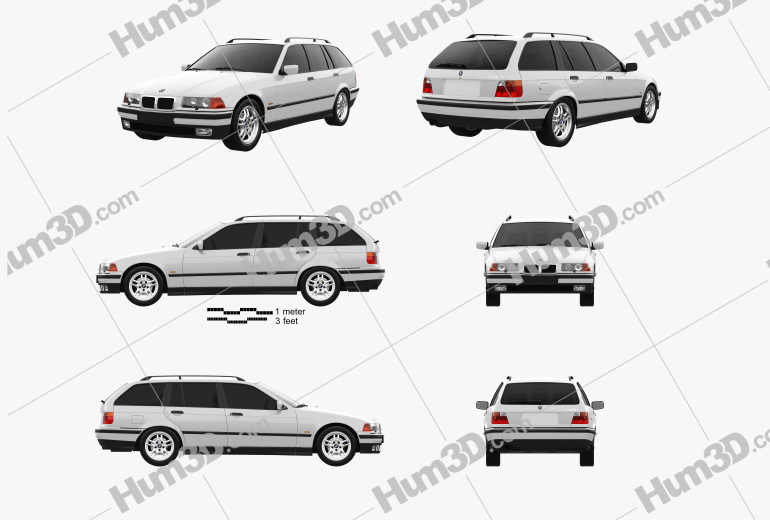 BMW 3 Series (E36) touring 2000 Blueprint Template