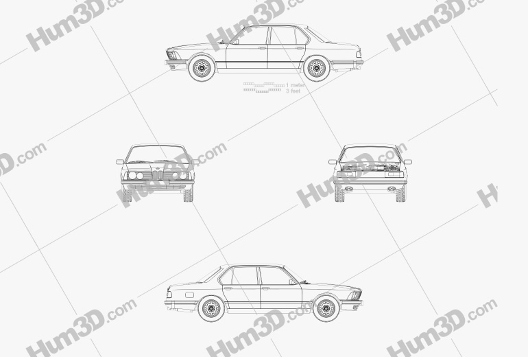 BMW 7 Series (E23) 1982 Disegno Tecnico