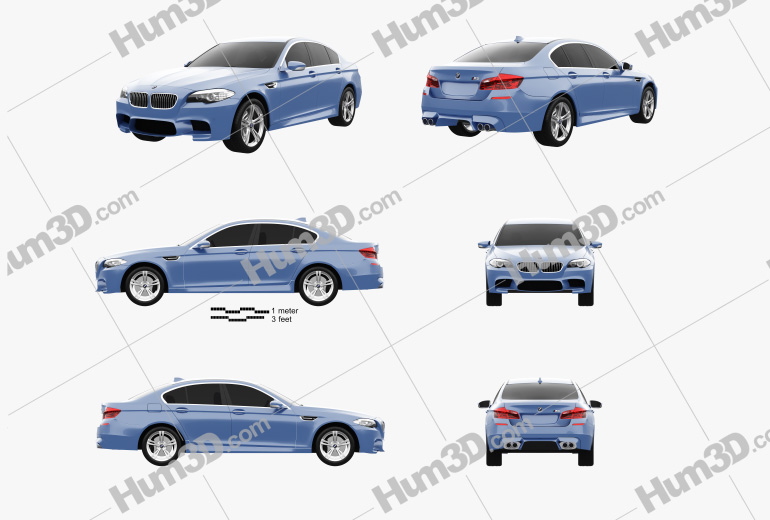 BMW M5 sedan (F10) 2014 Blueprint Template