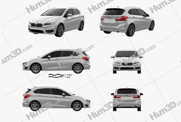 BMW 2 Series Active Tourer (F45) 2017 Blueprint Template