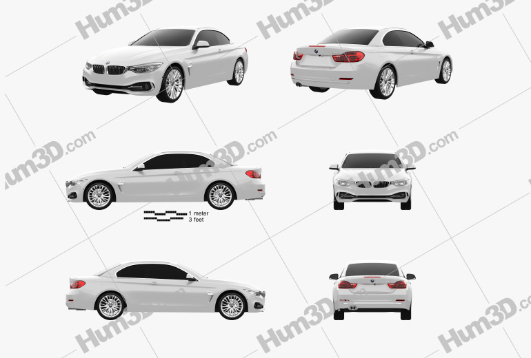 BMW 4 Series (F33) convertible Luxury Line 2016 Blueprint Template