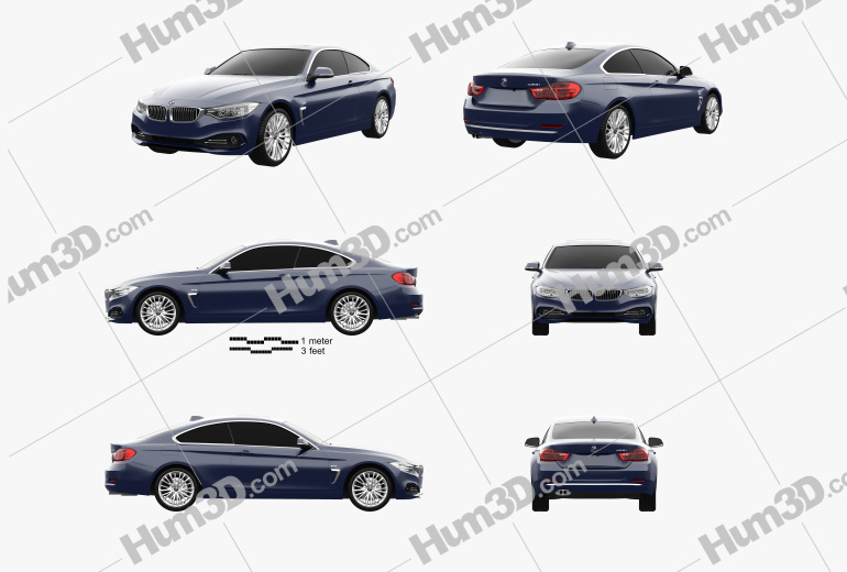 BMW 4 Series (F32) Coupe Luxury Line 2016 Blueprint Template