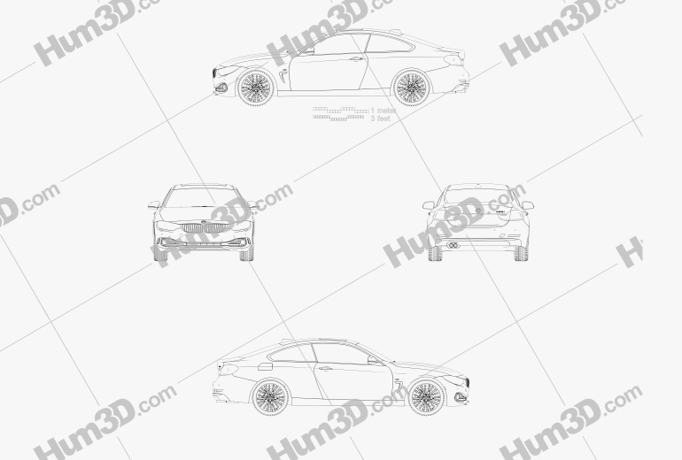 BMW 4 Series (F32) Coupe Luxury Line 2016 Blueprint