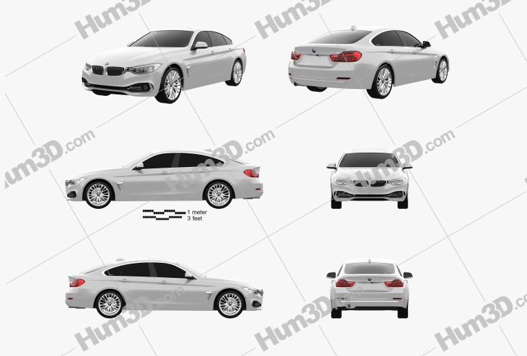 BMW 4 Series (F36) Gran Coupe Luxury Line 2016 Blueprint Template