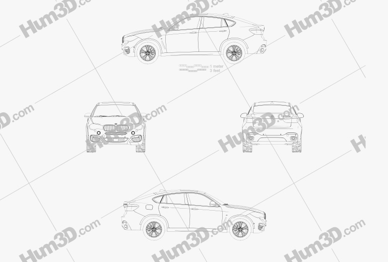 BMW X6 (F16) M sport package 2017 Blueprint