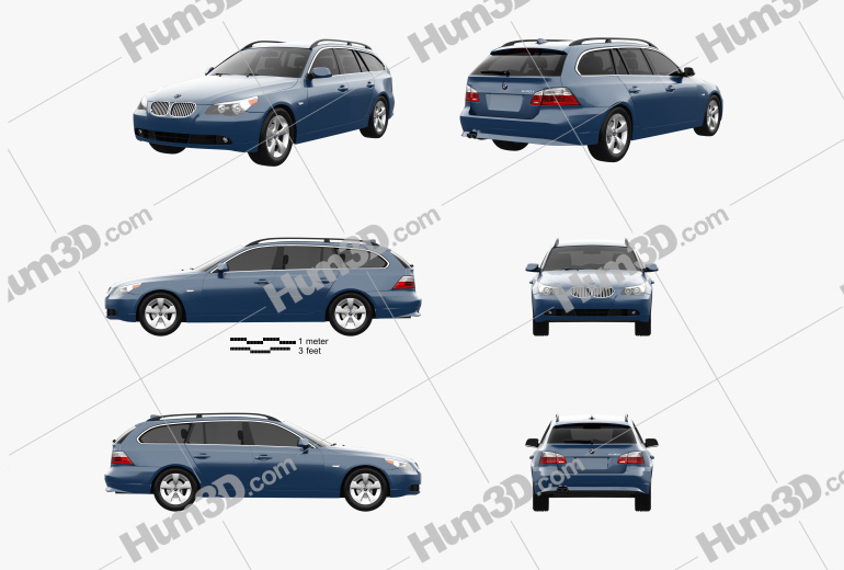 BMW 5 Series touring (E61) 2010 Blueprint Template