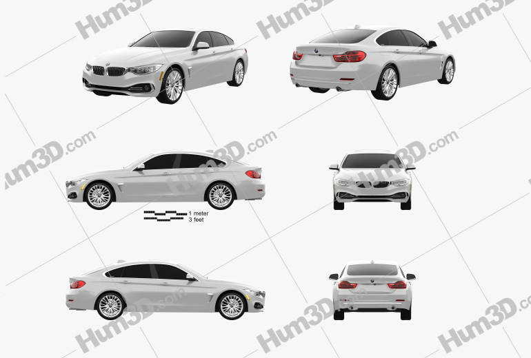 BMW 4 Series (F36) GranCoupe LuxuryLine US-spec 2017 Blueprint Template