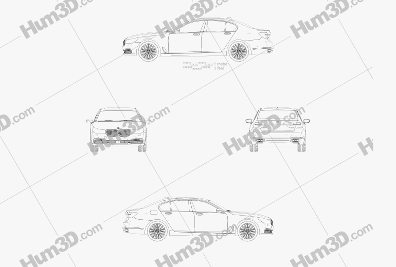 BMW 7 Series (G11) 2018 ブループリント