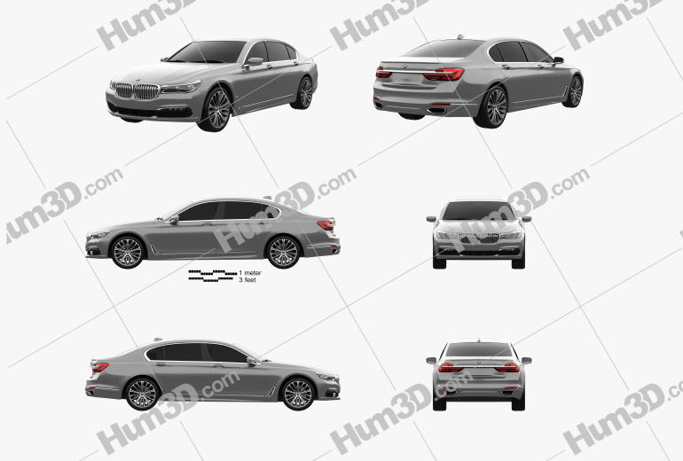 BMW 7 Series (G12) L 2018 Blueprint Template