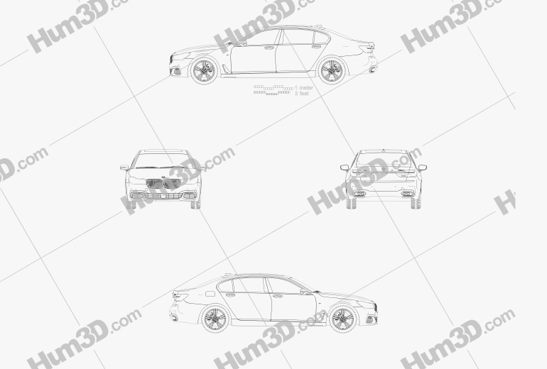 BMW 7 Series (G12) L M Sport Package 2018 蓝图