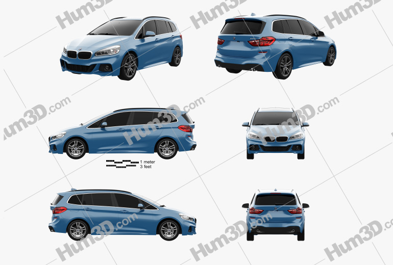 BMW 2 Series Gran Tourer (F46) M Sport Package 2018 Blueprint Template