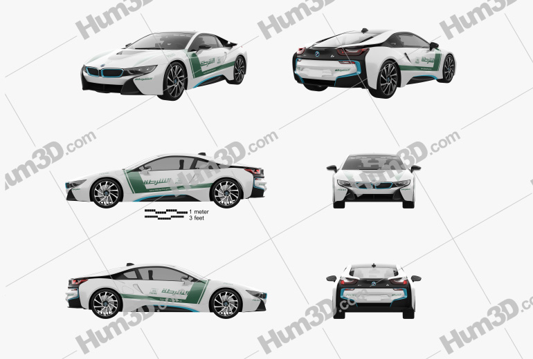 BMW i8 Police Dubai 2018 Blueprint Template