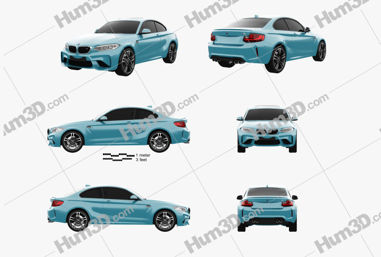 BMW 2 Series M2 (F87) coupe 2018 Blueprint Template