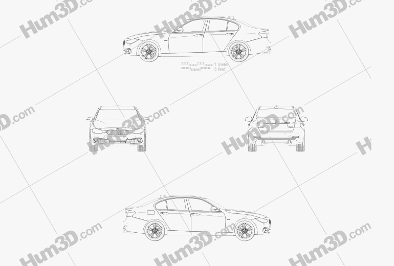 BMW 3 Series (F30) Sport Line 2018 Креслення