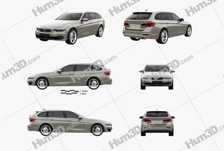 BMW 3 Series (F31) Touring Luxury Line 2018 Blueprint Template