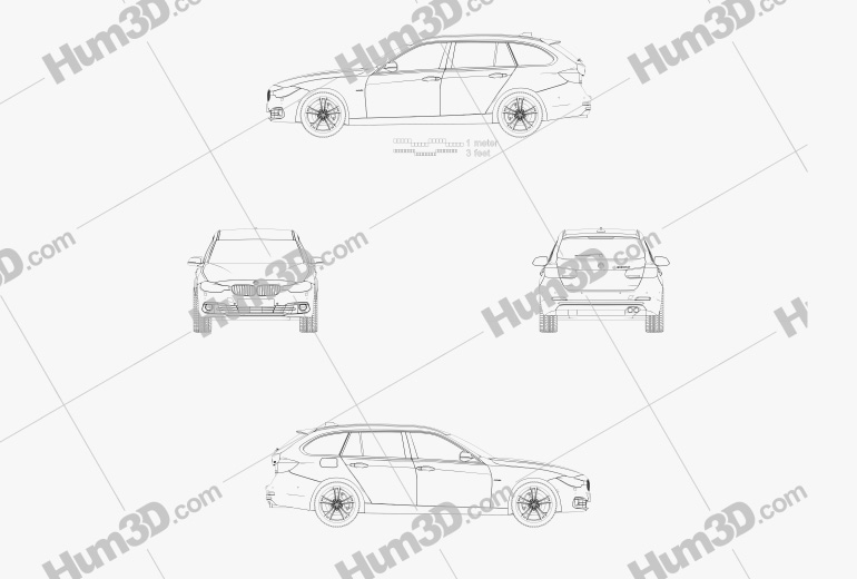 BMW 3 Series (F31) Touring Luxury Line 2018 蓝图