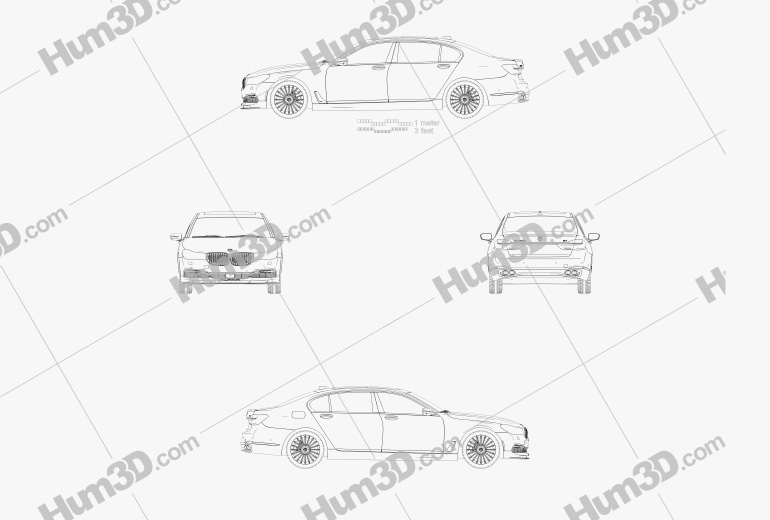 BMW 7 Series (G12) B7 Alpina 2020 Креслення