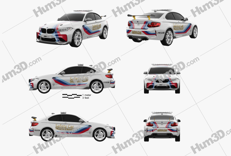 BMW M2 (F22) Coupe MotoGP Safety Car 2018 Blueprint Template