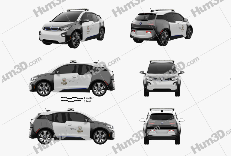 BMW i3 Police LAPD 2018 Blueprint Template
