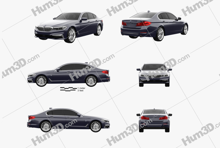 BMW 5 Series (G30) Luxury Line 2020 Blueprint Template