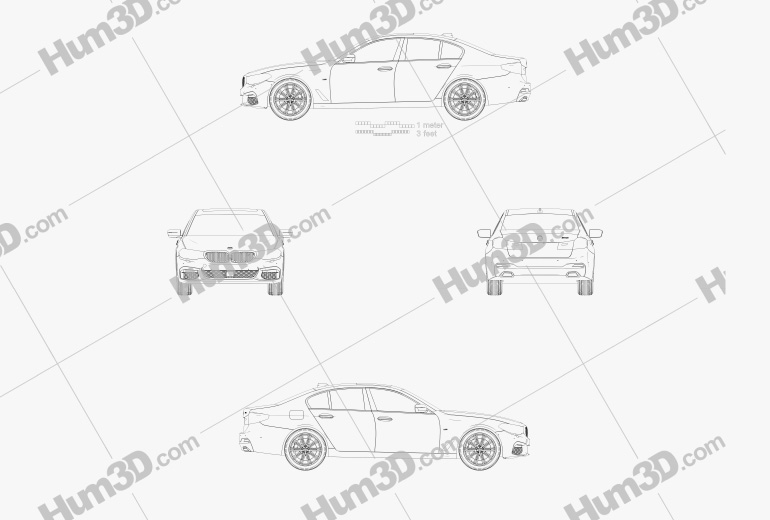 BMW 5 Series (G30) M Sport 2020 Чертеж