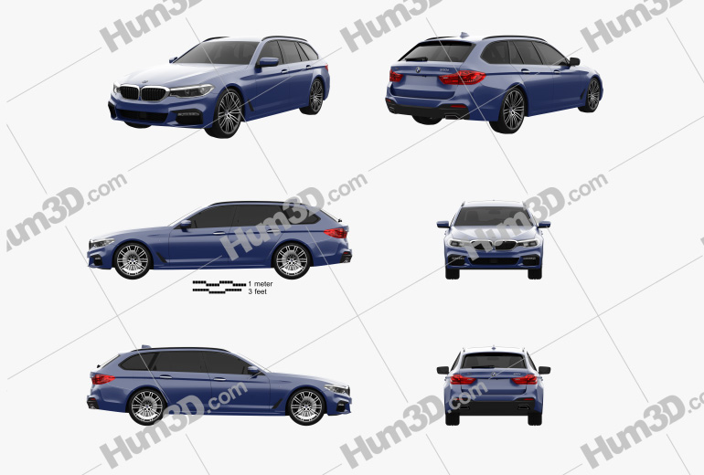 BMW 5 series G31 touring M-Sport 2020 Blueprint Template