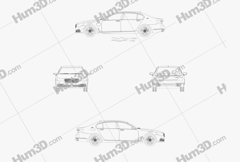 BMW 7 series (G12) Le 2018 Blueprint