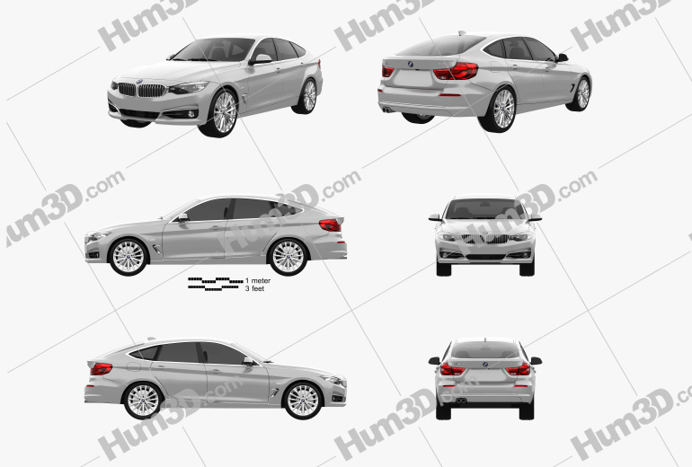 BMW 3 Series Gran Turismo Luxury Line 2020 Blueprint Template