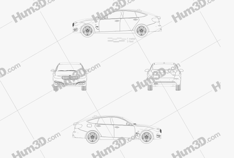 BMW 3 Series Gran Turismo Luxury Line 2020 Blueprint