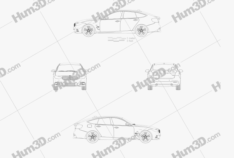 BMW 3 Series Gran Turismo M Sport 2020 Чертеж